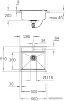 Кухонная мойка Grohe K700 60-C 56/51 1.0 31651AP0 (черный гранит)
