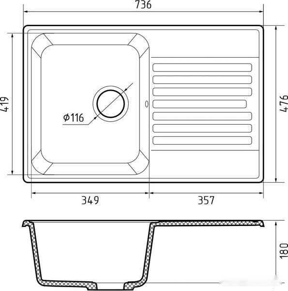 Кухонная мойка GranFest QUARZ Z-78 (темно-серый) Кухонная мойка GranFest QUARZ Z-78 (темно-серый)