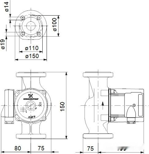Циркуляционный насос Grundfos UP 40-50 F B 250