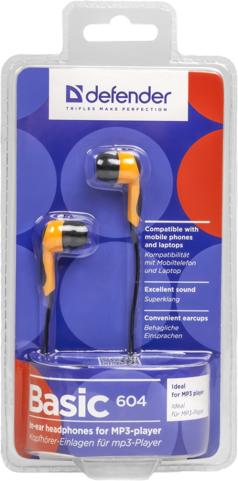 Наушники Defender Basic 604 (Black + orange) Наушники Defender Basic 604 (Black + orange)