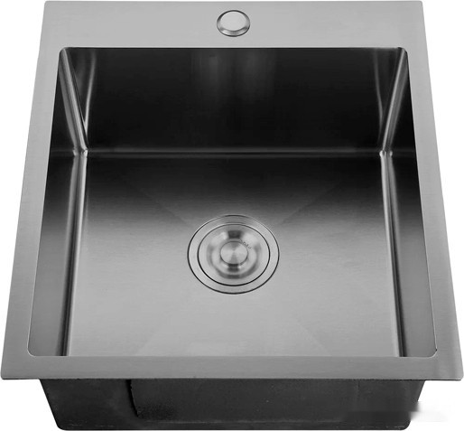 Кухонная мойка GranFest Metal нержавеющая сталь AISI 304 PVD GF-4844 графит (с сифоном)