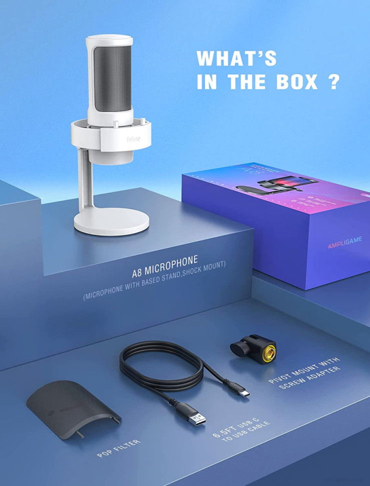 Проводной микрофон FIFINE A8 (белый) Проводной микрофон FIFINE A8 (белый)