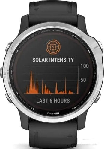 Умные часы Garmin Fenix 6 Solar 42 мм (серебристый/черный)