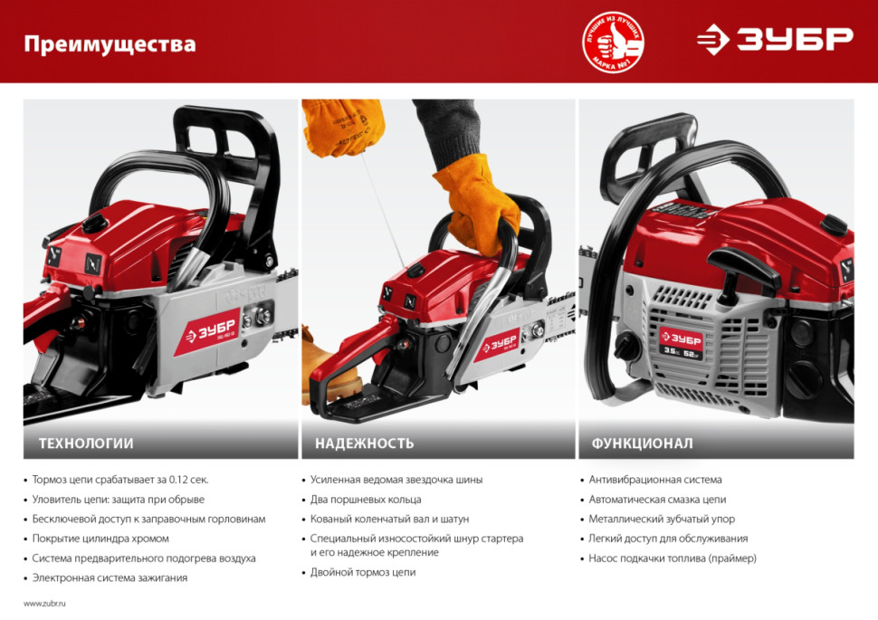 Бензопила ЗУБР ПБЦ-М52-45 Бензопила ЗУБР ПБЦ-М52-45