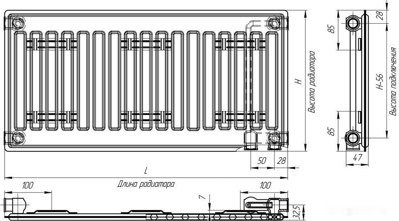 Радиатор Лидея ЛУ 10-510 500x1000 Радиатор Лидея ЛУ 10-510 500x1000