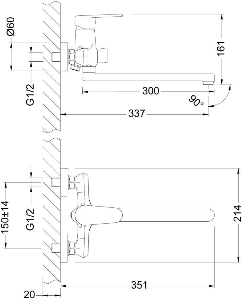 Смеситель Lemark Point LM0351C универсальный Смеситель Lemark Point LM0351C универсальный