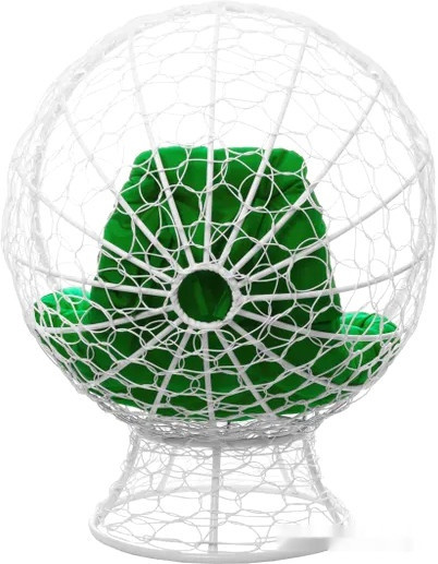 Кресло M-Group Кокос на подставке 11590104 (белый ротанг/зеленая подушка) Кресло M-Group Кокос на подставке 11590104 (белый ротанг/зеленая подушка)