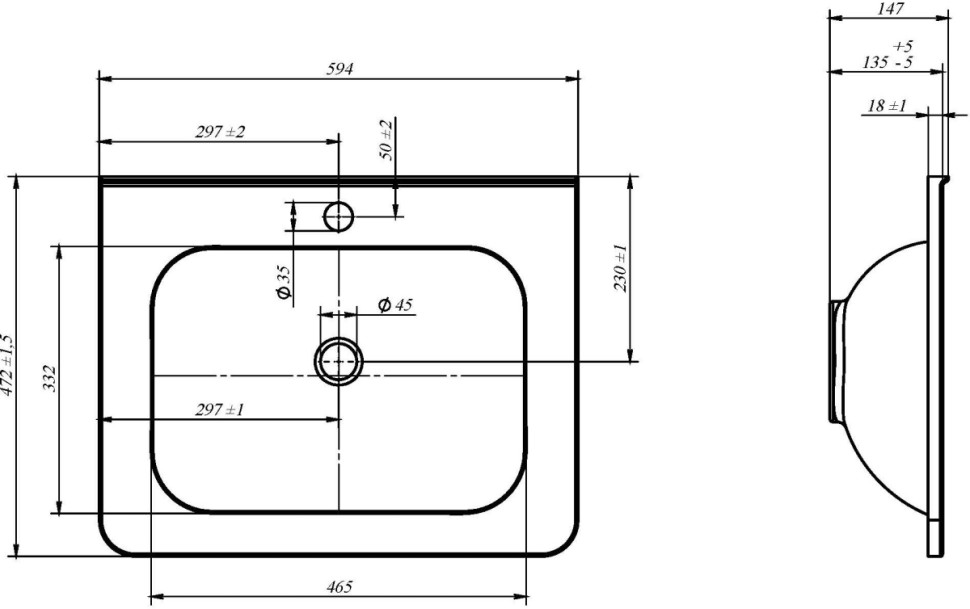 Умывальник Belux Терра 600 Лайт Умывальник Belux Терра 600 Лайт