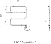 Полотенцесушитель Zorg Лабиринт 60x51, 60 вт (К-кнопка)