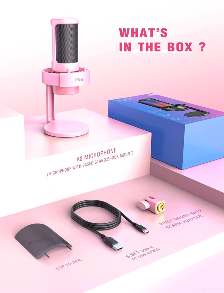 Проводной микрофон FIFINE A8 (розовый) Проводной микрофон FIFINE A8 (розовый)