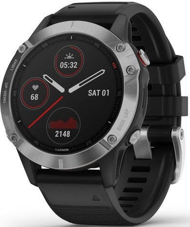 Умные часы Garmin Fenix 6 Solar 47 мм (серебристый/черный)