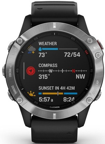 Умные часы Garmin Fenix 6 Solar 47 мм (серебристый/черный)