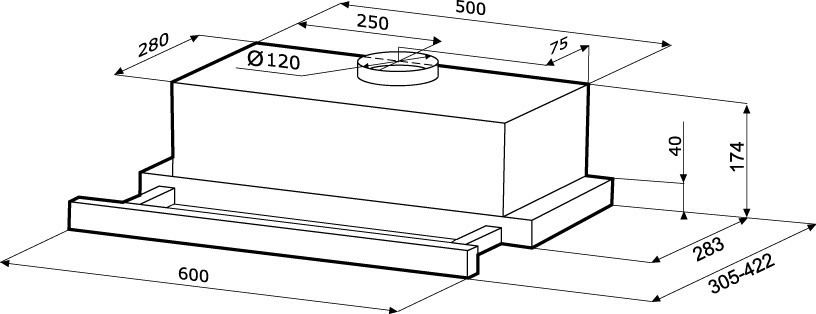 Вытяжка Krona Kamilla 600 Black 2m