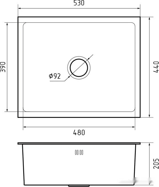 Кухонная мойка GranFest Metal нержавеющая сталь AISI 304 PVD GF-5344 графит (с сифоном)