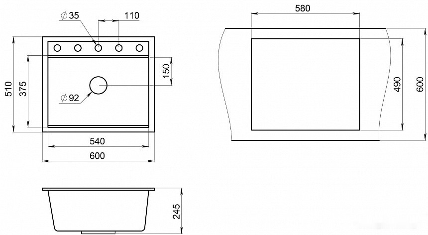 Кухонная мойка Granula KS-6003 (алюминиум) Кухонная мойка Granula KS-6003 (алюминиум)