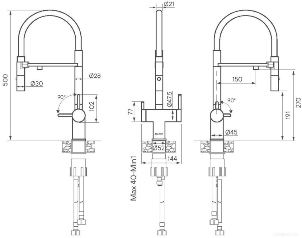 Смеситель Paulmark Gravity Gr213188-431 Смеситель Paulmark Gravity Gr213188-431
