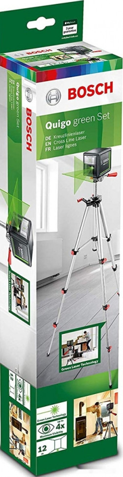 Лазерный нивелир Bosch Quigo Green 0603663C01 (с зажимом MM2 и штативом) Лазерный нивелир Bosch Quigo Green 0603663C01 (с зажимом MM2 и штативом)