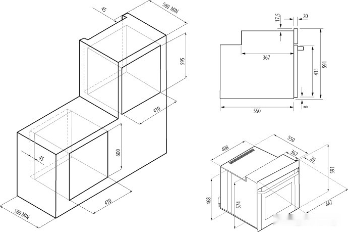 Духовой шкаф Krona Marmo 45 BL