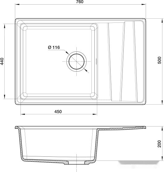 Кухонная мойка GranFest GF-LV-760L (серый) Кухонная мойка GranFest GF-LV-760L (серый)