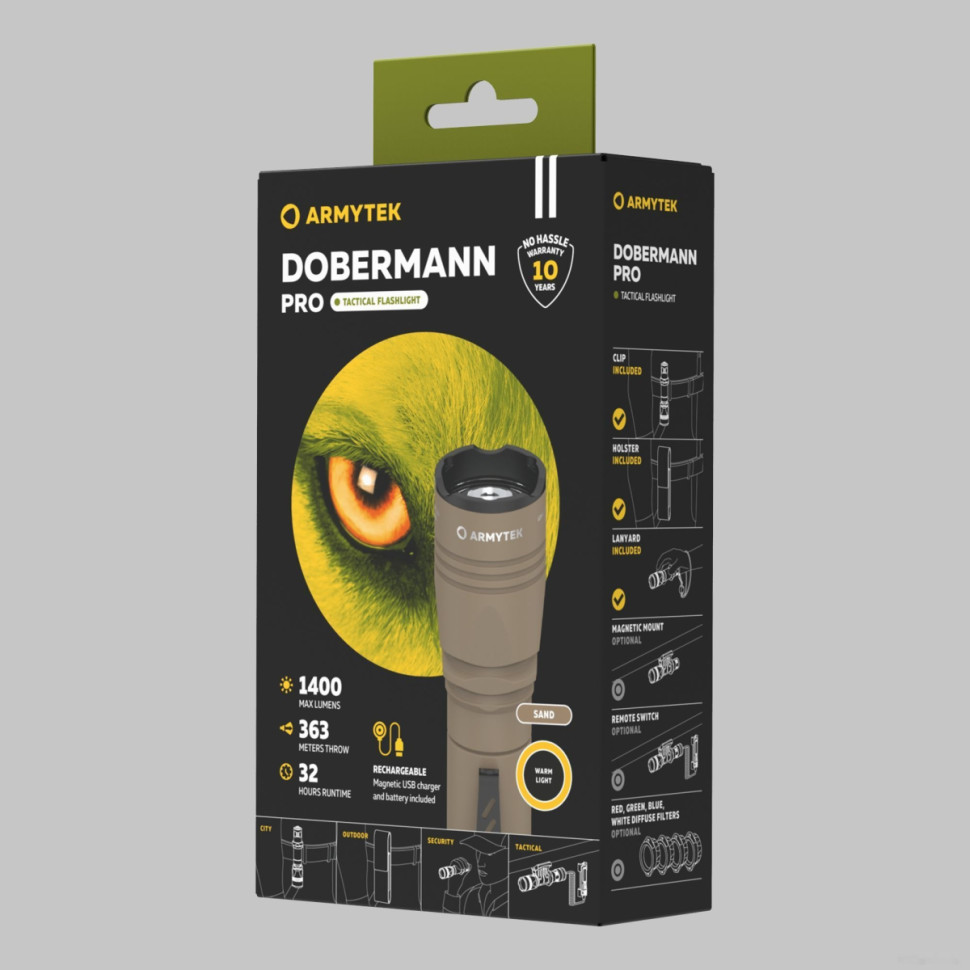Фонарь Armytek Dobermann Pro Magnet USB Sand (теплый свет) Фонарь Armytek Dobermann Pro Magnet USB Sand (теплый свет)