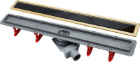 Душевой поддон Pestan Confluo Premium Gold Black Glass Line 650 черное стекло/позолоченная сталь