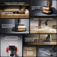 Вертикальный моющий пылесос Dreame G12 Pro Wet and Dry Vacuum HHR32A (евровилка, черный)