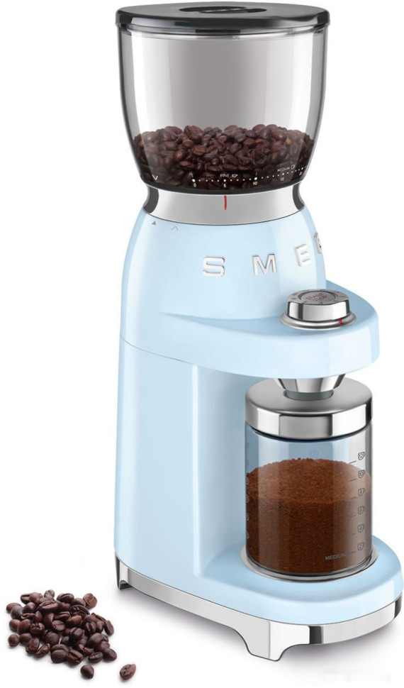 Кофемолка Smeg CGF01PBEU (пастельный голубой) Кофемолка Smeg CGF01PBEU (пастельный голубой)