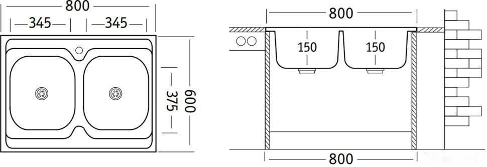 Кухонная мойка Ukinox Стандарт STM800.600 20--6C 3C Кухонная мойка Ukinox Стандарт STM800.600 20--6C 3C