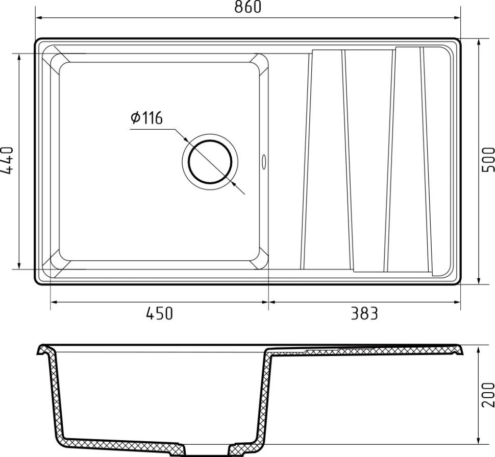 Кухонная мойка GranFest GF-LV-860L терракот Кухонная мойка GranFest GF-LV-860L терракот