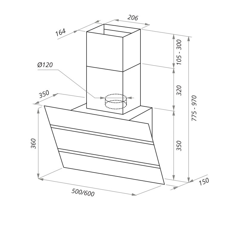 Вытяжка Maunfeld Bridge 50 Inox Glass Black Вытяжка Maunfeld Bridge 50 Inox Glass Black