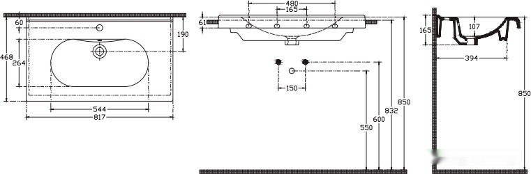 Умывальник Isvea Sentimenti Flat 82 10SM50082SV (белый) Умывальник Isvea Sentimenti Flat 82 10SM50082SV (белый)