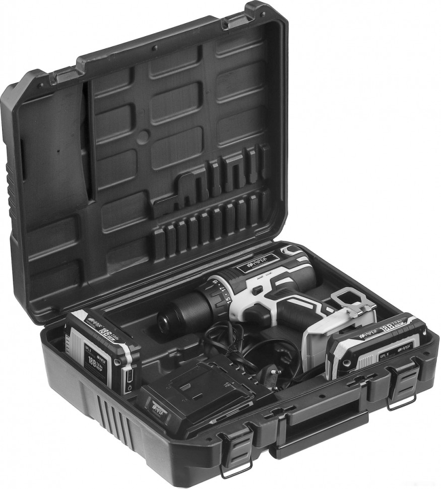 Дрель-шуруповерт HIPER HCD18C KIT (с 2-мя АКБ, кейс) Дрель-шуруповерт HIPER HCD18C KIT (с 2-мя АКБ, кейс)