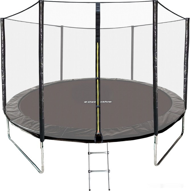 Батут GetActive Jump 10ft - 312 см с лестницей, внешней сеткой (черный)