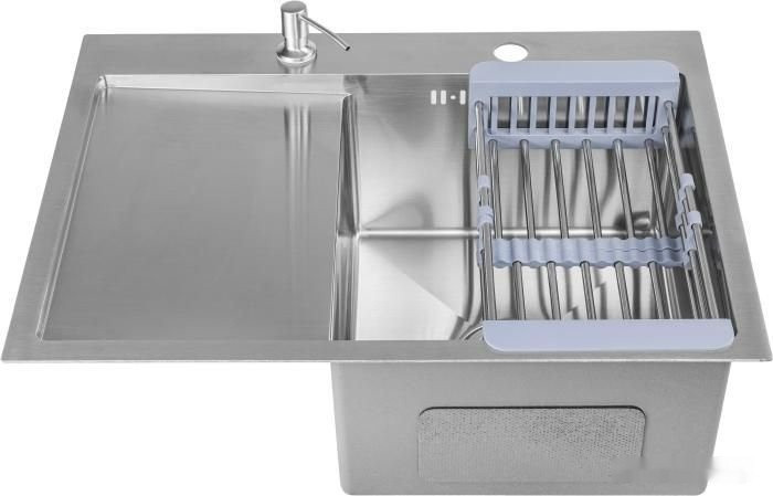 Кухонная мойка Saniteco 6550-R (с сифоном, дозатором и коландером) Кухонная мойка Saniteco 6550-R (с сифоном, дозатором и коландером)