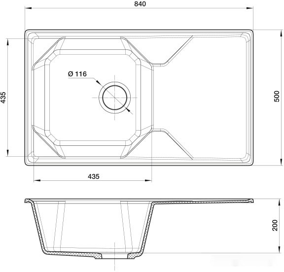 Кухонная мойка GranFest GF-U-840L (черный) Кухонная мойка GranFest GF-U-840L (черный)