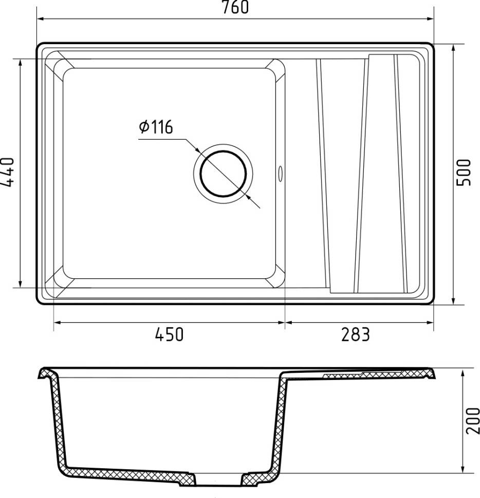 Кухонная мойка GranFest GF-LV-760L терракот Кухонная мойка GranFest GF-LV-760L терракот