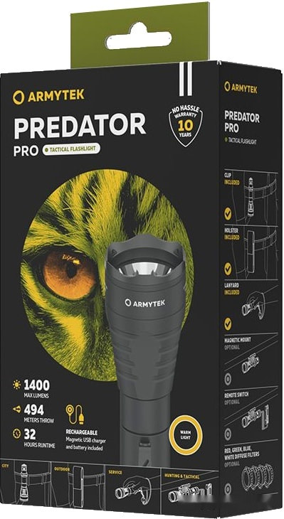 Фонарь Armytek Predator Pro Magnet USB (теплый свет) Фонарь Armytek Predator Pro Magnet USB (теплый свет)