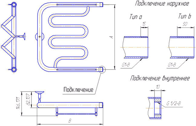 Водяной полотенцесушитель Gloss & Reiter ПМ.3. 50x60 (1") Водяной полотенцесушитель Gloss & Reiter ПМ.3. 50x60 (1")