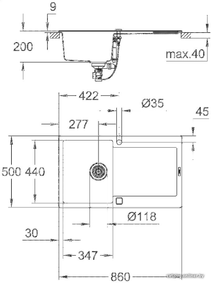 Кухонная мойка Grohe K500 50-C 86/50 1.0 31644AP0 (черный гранит)