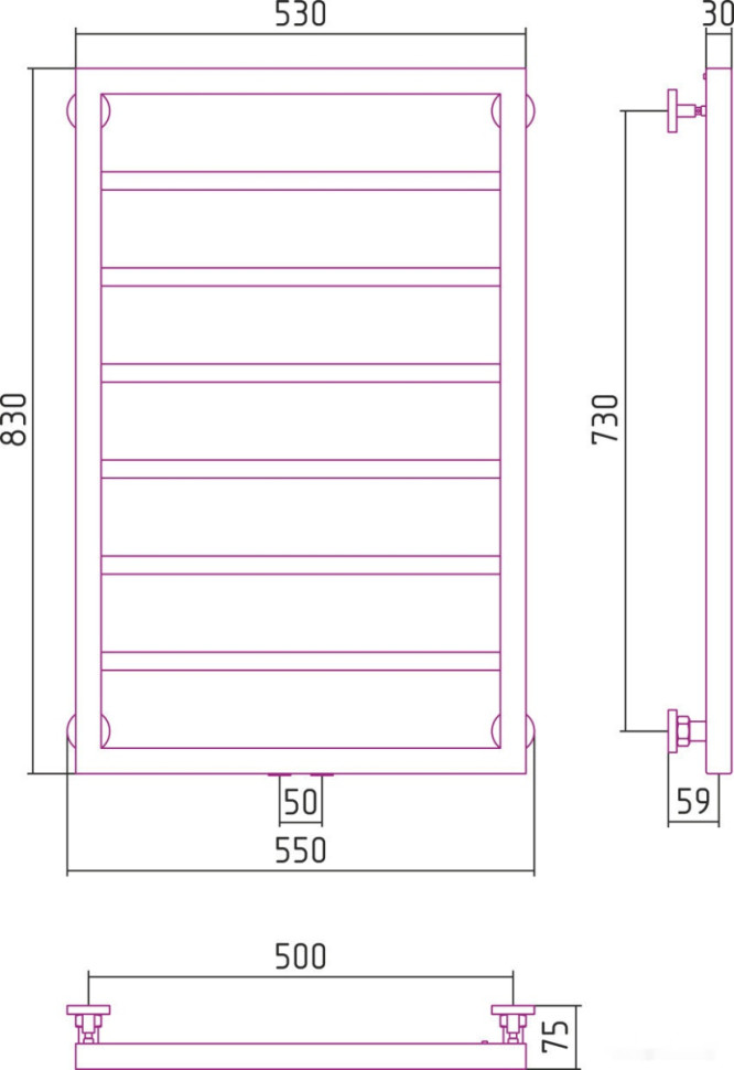 Полотенцесушитель Сунержа Канцлер 800x500 00-0254-8050 Полотенцесушитель Сунержа Канцлер 800x500 00-0254-8050