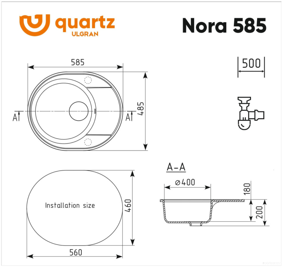 Кухонная мойка Ulgran Quartz Nora 585-05 (бетон)