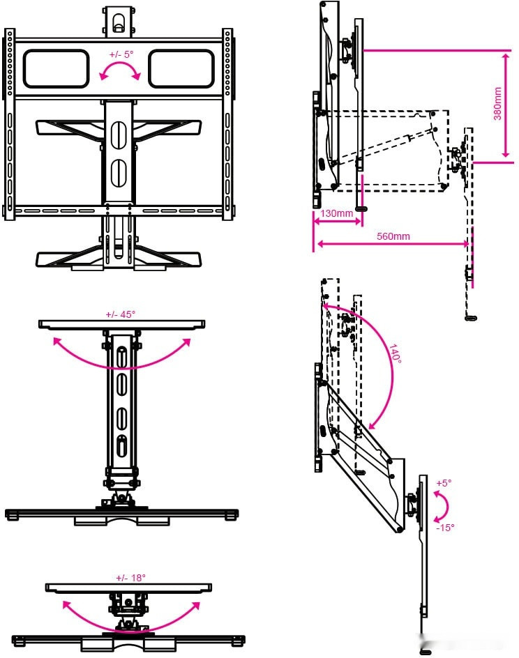 Кронштейн Kromax ATLANTIS-99 (черный) Кронштейн Kromax ATLANTIS-99 (черный)