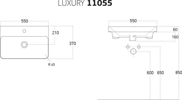 Умывальник dreja Luxury 55 11055-KL Умывальник dreja Luxury 55 11055-KL