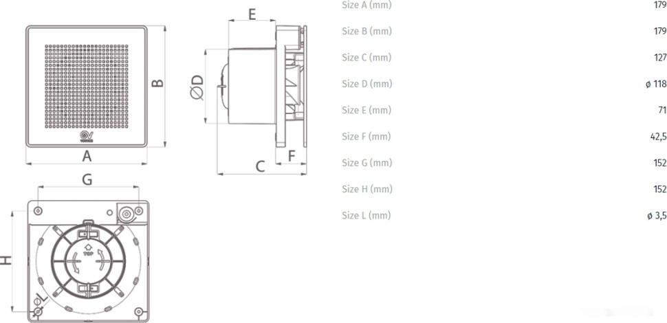 Вытяжная вентиляция Vortice ME 120/5" LL T (белый металлик)