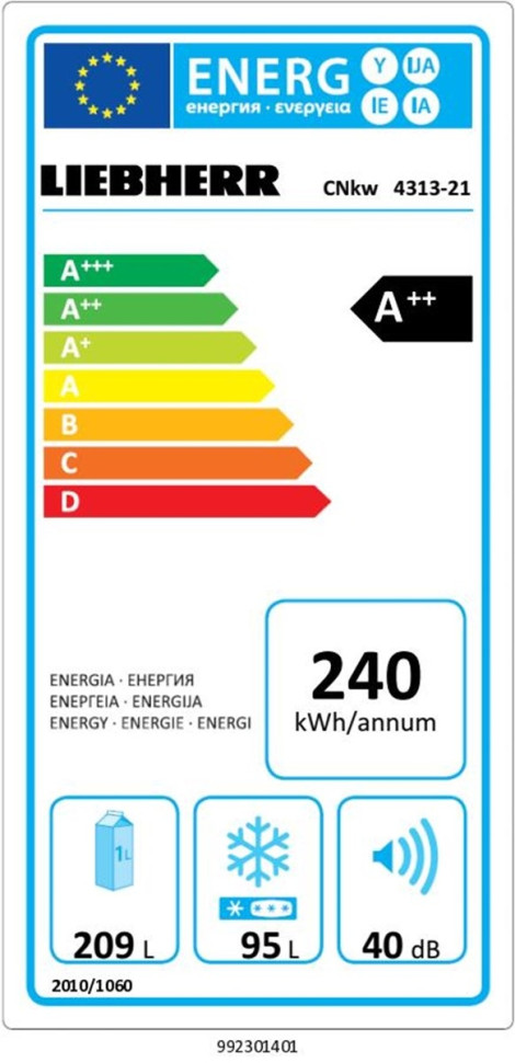 Холодильник с нижней морозильной камерой Liebherr CNkw 4313