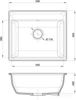 Кухонная мойка GranFest GF-V-580 (иней)