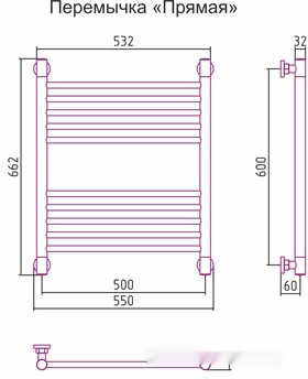 Полотенцесушитель Сунержа Богема+ 600x500 00-0220-6050 Полотенцесушитель Сунержа Богема+ 600x500 00-0220-6050