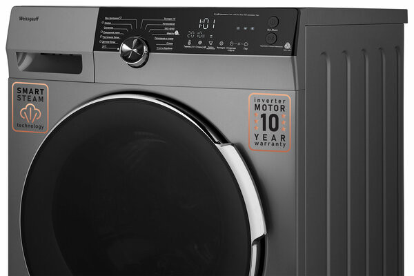 Стиральная машина Weissgauff WM 59412 DC Inverter Steam Silver Стиральная машина Weissgauff WM 59412 DC Inverter Steam Silver