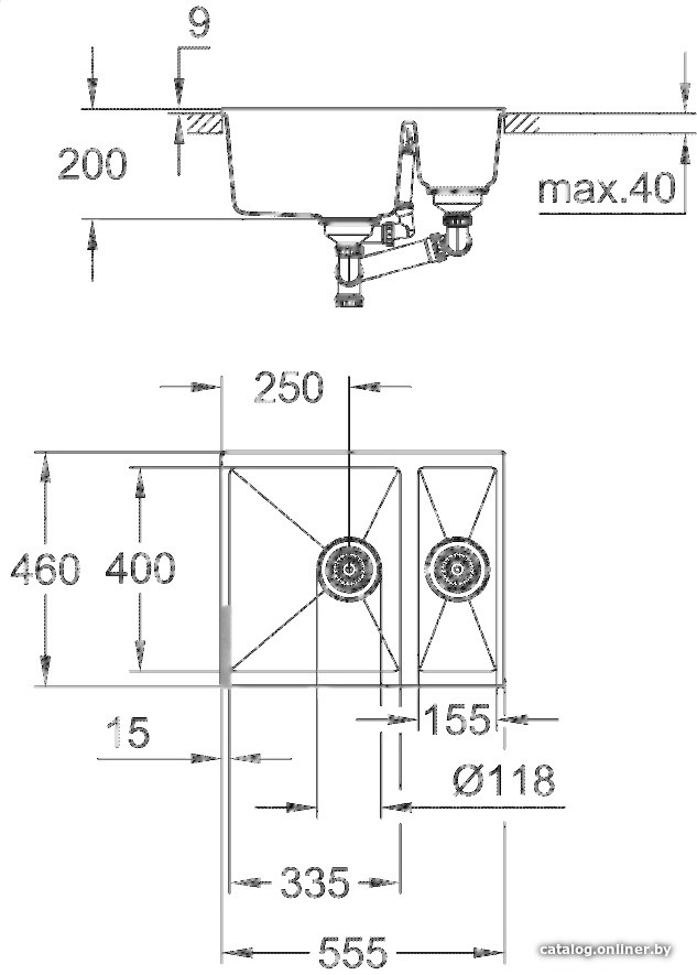 Кухонная мойка Grohe K500 60-C 55.5/46 1.5 31648AP0 (черный гранит)