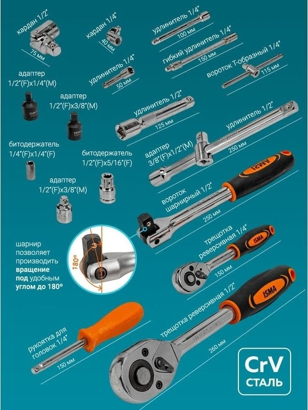 Универсальный набор инструментов ISMA ISMA-38841DS (216 предметов)
